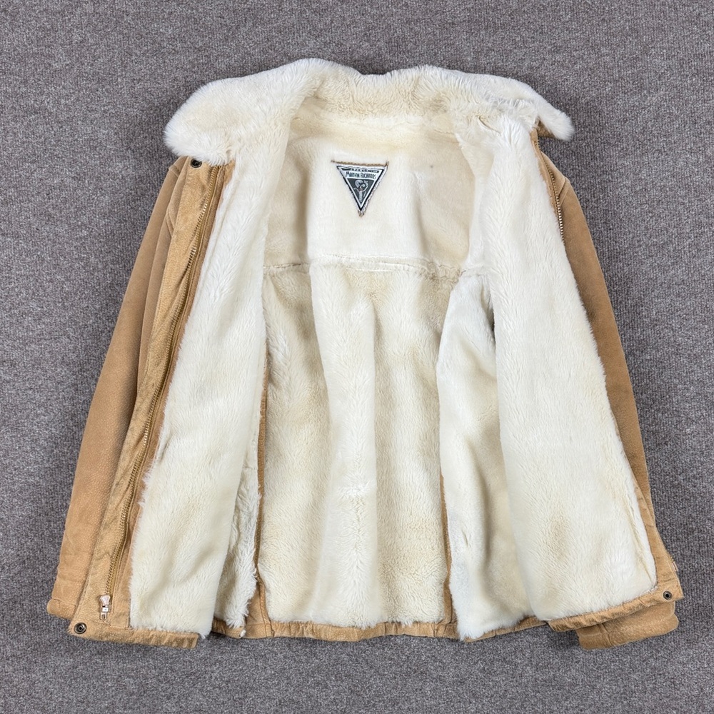 J Percy Marvin Richards Suede Leather Chore Barn Jacket Fur Lined Coat Women’s M - Picture 3 of 12